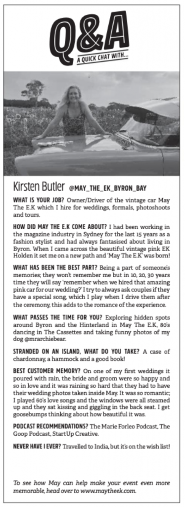 Vintage-wedding-car-byron-bay-May-The-EK-featured-on-the-Byron-Bazaar-QA-feature-close-up-kirsten-butler-interview